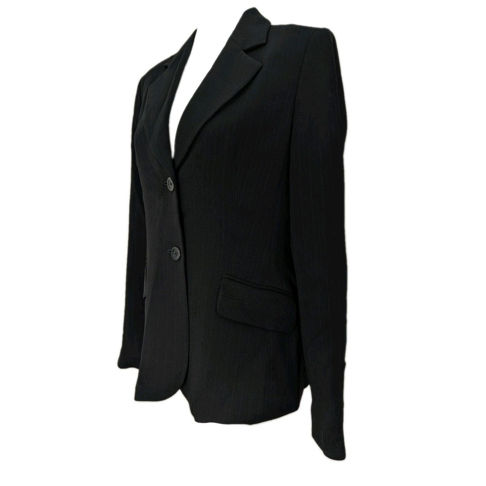 Context Black Pinstriped Workwear Blazer Women's Size 4 - Picture 2 of 9